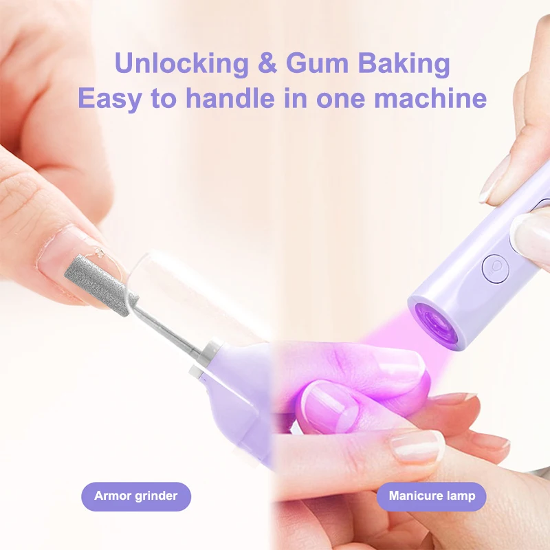 Akumulatorowa Frezarka do Paznokci 2w1 z Lampą UV/LED, Narzędzie do Szlifowania i Frezowania, Mocny Zestaw do Polerowania Paznokci