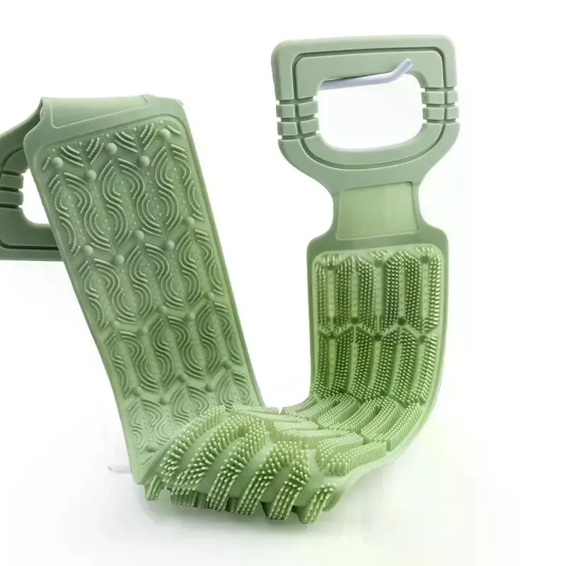 Silicone Back Scrubber Towel With Rope Handles - Exfoliating Bath Tool For Deep Clean, Textured Surface For Easy Reach