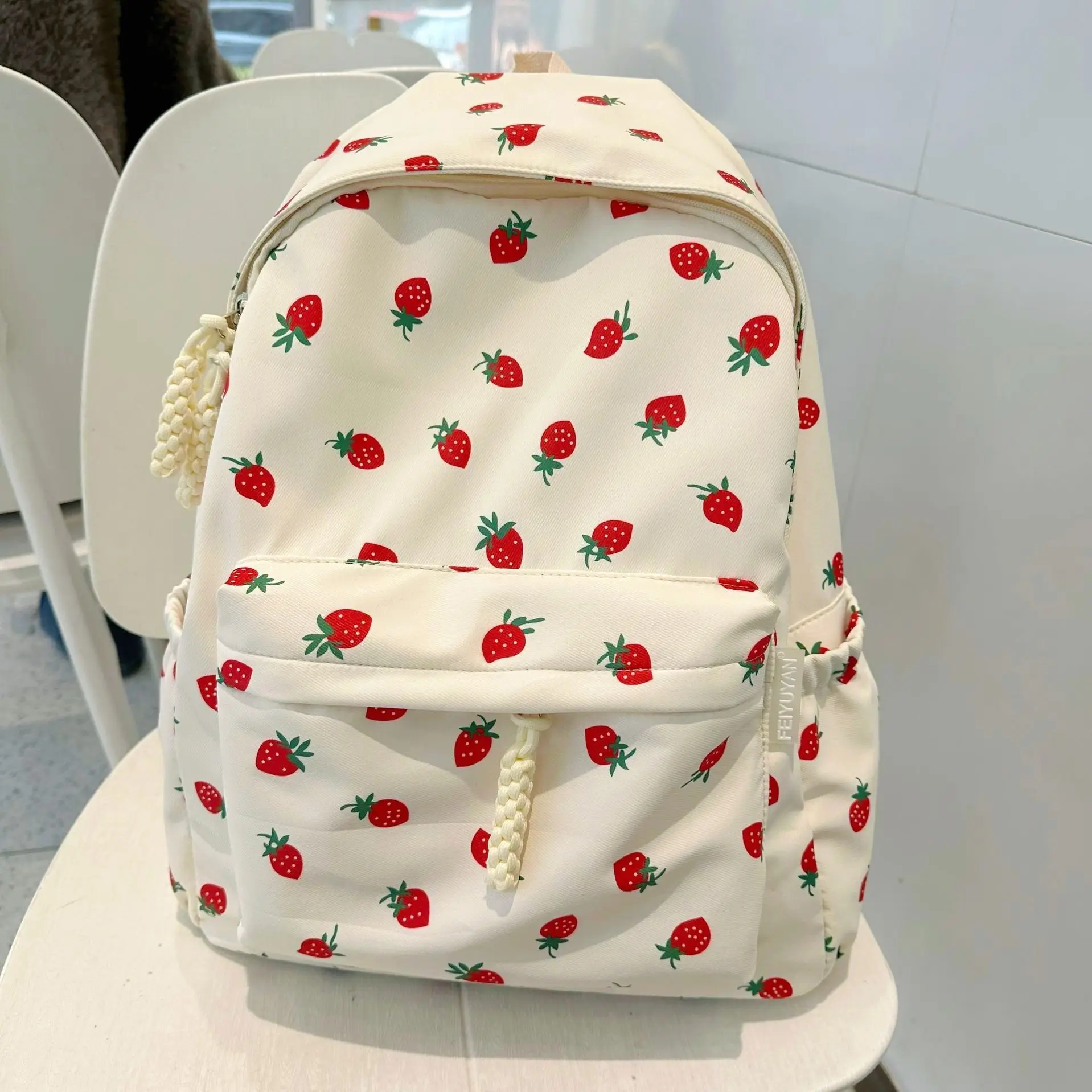 Cute Schoolbag for Female Junior High School Students Sweet Strawberry Travel Backpack Simple All Match School Backpack