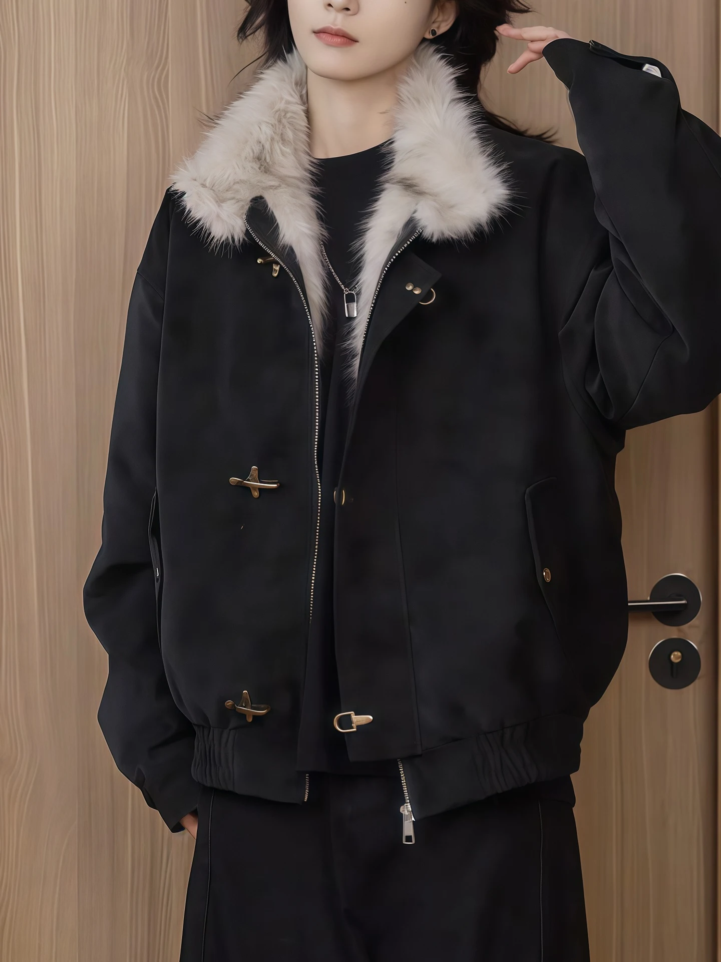 

Мужское хлопковое джутовое пальто Wolf King Thiened Fce на подкладке из искусственной кожи Eagle Aircrt Bule, зимнее теплое длинное пальто на молнии све