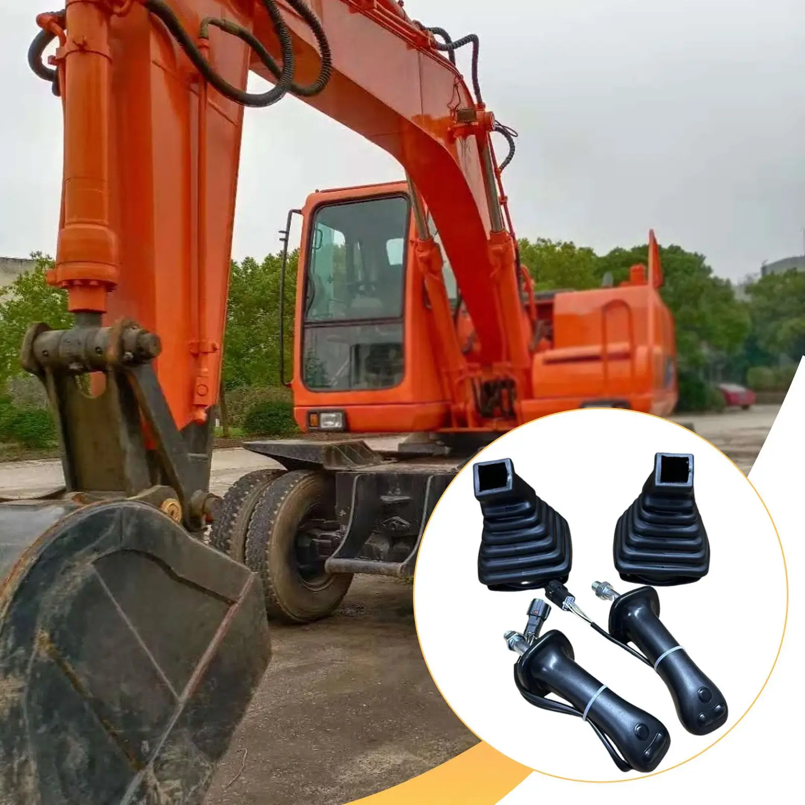 2 Pieces Excavator Joystick Lever ,Joystick Controller Part with Joystick Dust Cover,