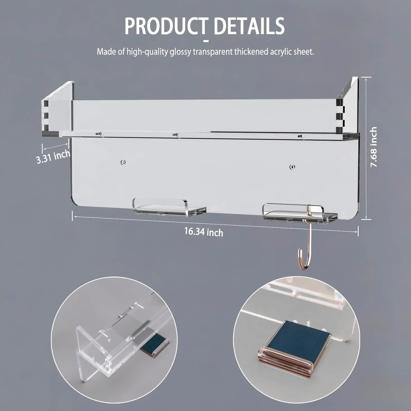 Acrylic Bathroom Storage Rack Is Suitable for Dyson Curly Hair Stick Bracket, Non Perforated Wall Hanging Storage Bracket