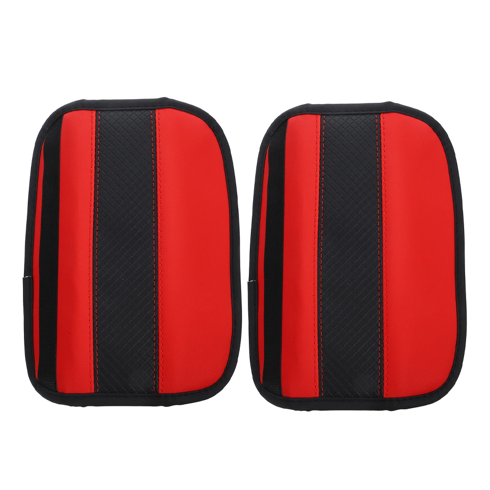 

2Pcs Black Red PU Shoulder Pads Covers Car Accessories Breathable Cushion Protection Easy Installation