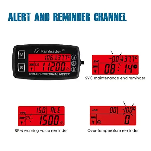 Imagem -05 - Display Digital Backlights para Trator de Gramado Hour Meter Medidor de Temperatura do Motor Alert Rpm e Temp Compressor Gerador Snowm