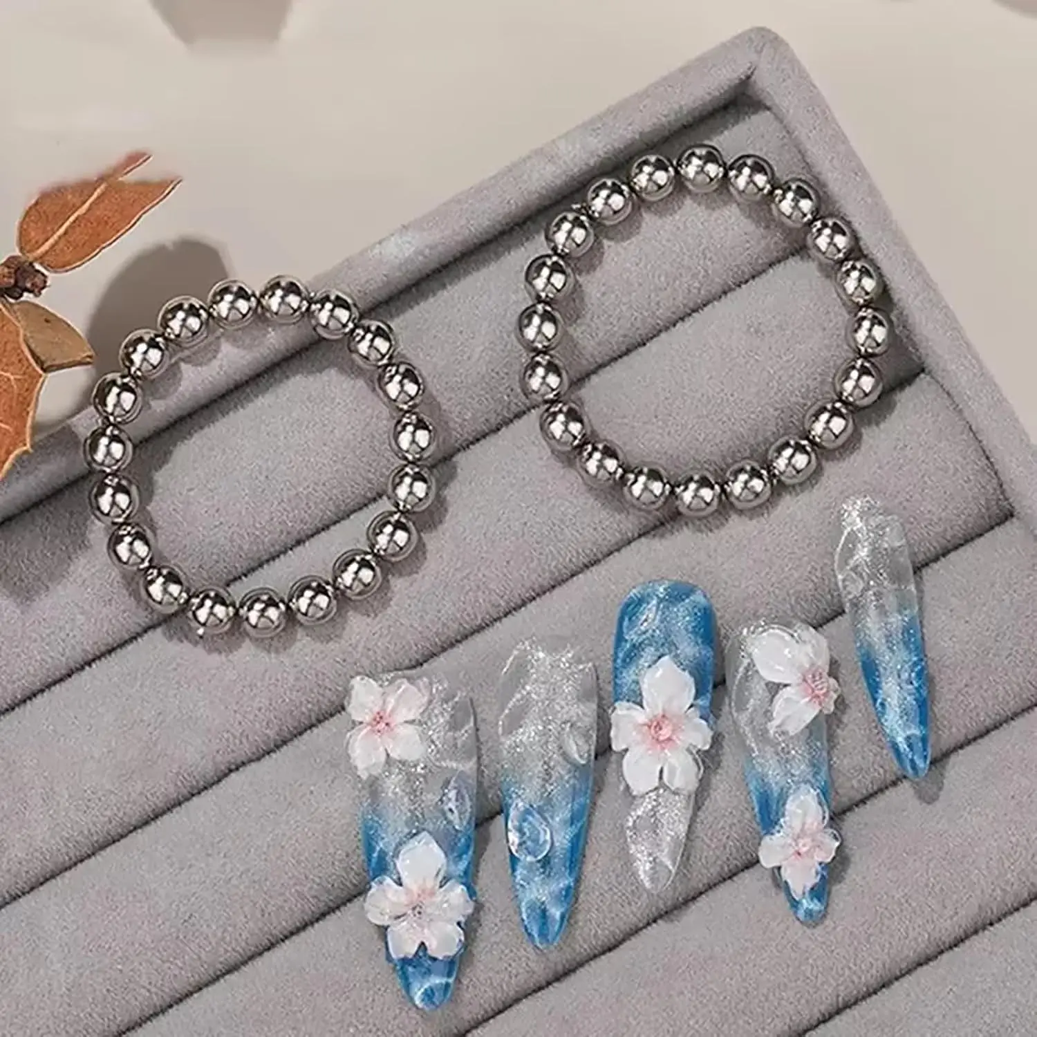 20 pezzi perline magnetiche per unghie rotonde nail art effetto ondulazione dell'acqua occhi di gatto perline magnetiche 5mm perline rotonde in acciaio smalto gel sfera magnetica