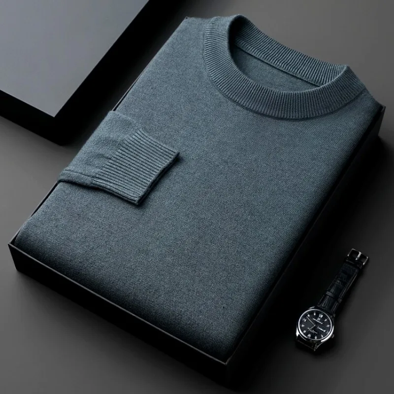 Мужской вязаный свитер высокого качества с защитой от пиллинга, облегающий пуловер с длинным рукавом, Мужской трикотажный свитер