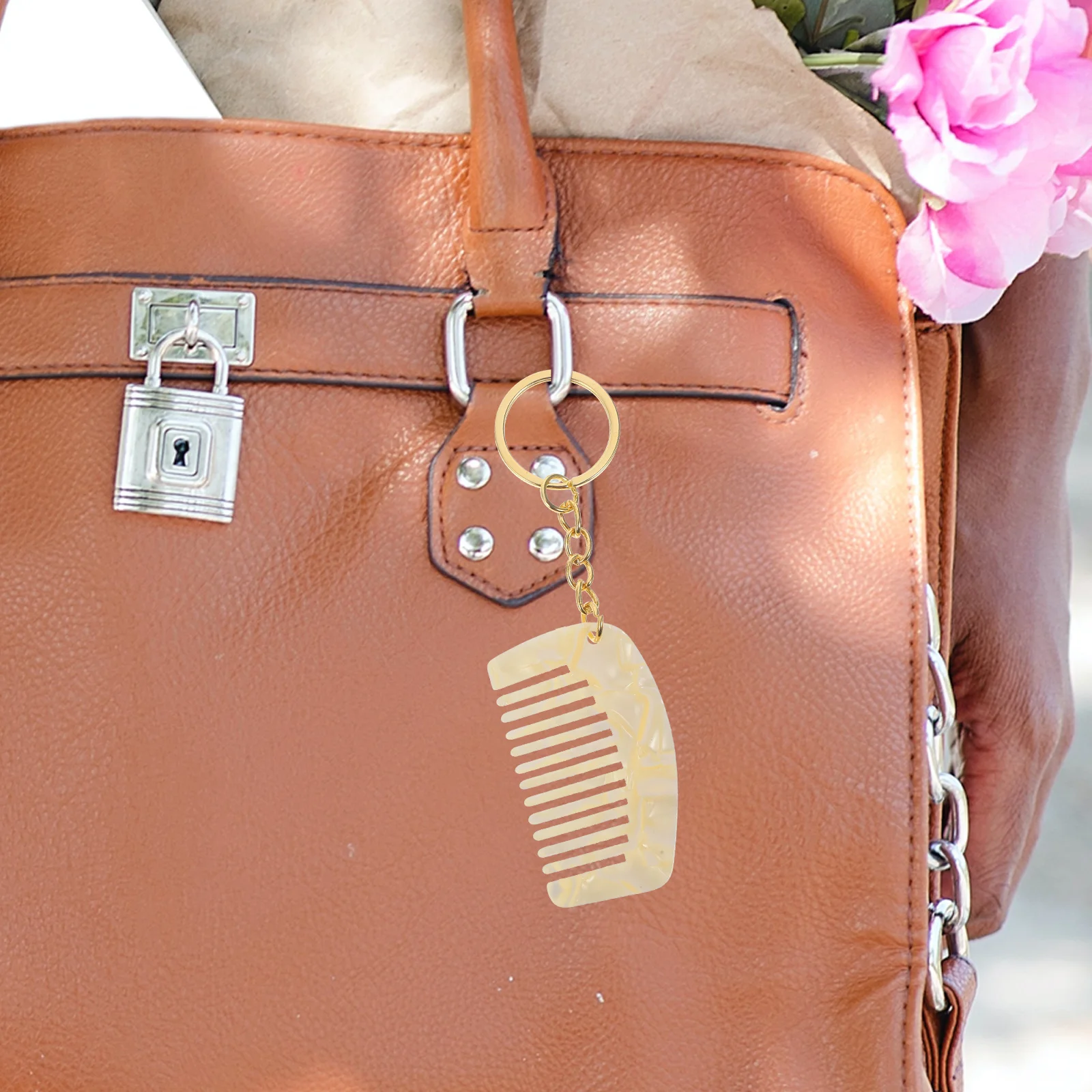 

2pcs Mini Keychain Detangle Travel Detangler Comb Pocket Hair Wide Tooth For Curly Wet Hair Small Portable Keyring