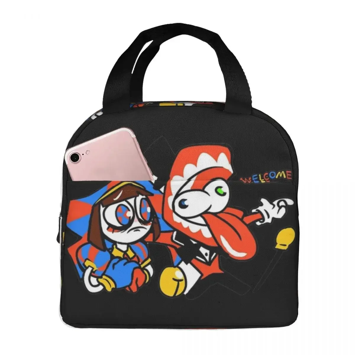 Удивительная цифровая цирковая сумка для обеда, оксфордские сумки-холодильники Pomni Jax Caine Zooble Bubble, термосумка для еды, пикника, ланч-бокса для женщин