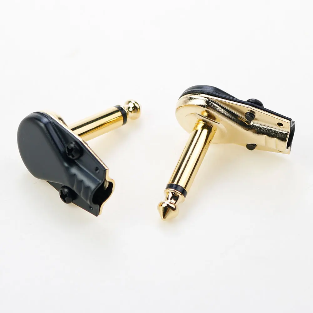 1PCS 6.35 mm Mono 2 Pole Jack Plug 6.35mm Flat Male Guitar Phono Pancake Effects Pedal 90° Right Angle 1/4\