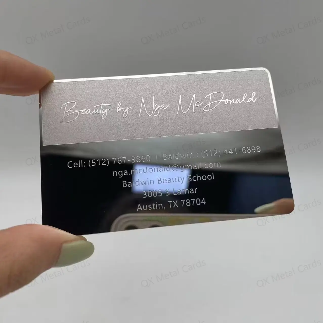 0.5mm Mirror Stainless Steel Metal Business Cards