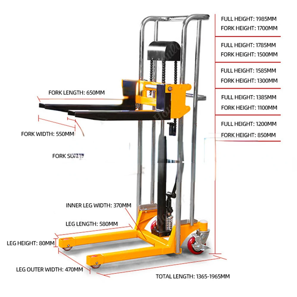 400kg Manual Electric Hydraulic Forklift Lifting Stacker Small Loading and Unloading Truck Cylinder Forklift Lifting Car