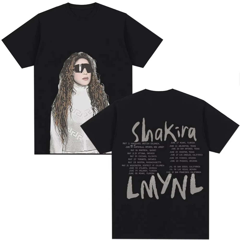 2026 Shakira LMYNL Portrait Print T-Shirt Men Women Vintage Cotton Short Sleeve Summer Tees Oversized Clothing Y2K Tee Tops
