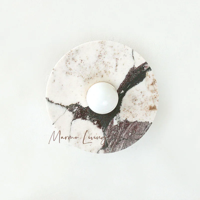 

French silent wind natural marble wall lamp calacatta violet designer model room villa bedroom living room porch lamp