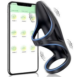 APP Vibrating Cock Ring for Men Ejaculation Delay Penis Ring Penis G-Spot Vibrator Waterproof Sex Toy for Couples