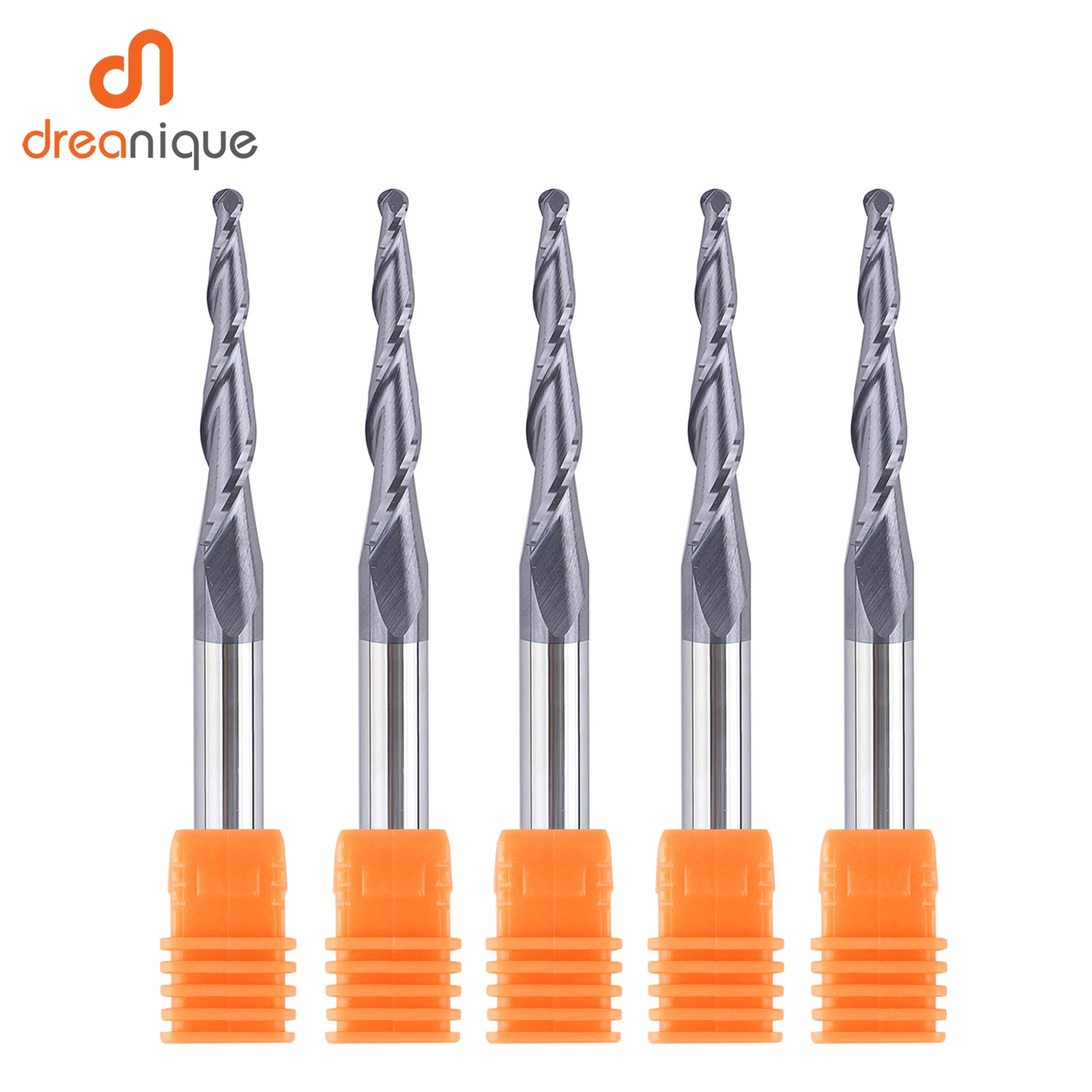 

Dreanique 5 шт./лот фреза 2 флейты коническая сферическая концевая фреза TiAIN с твердосплавным покрытием для дерева и металла 3D резьба