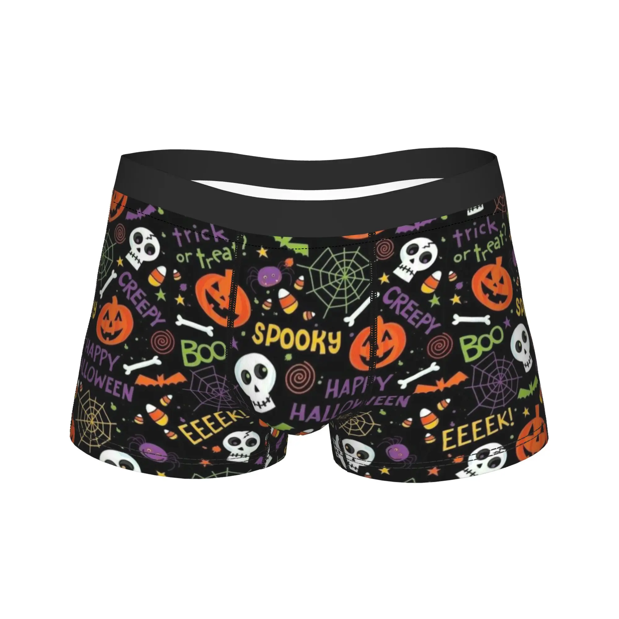 Halloween Ghost Pumpkin Spooky Trick Or Treat Witch Man Boxers Briefs Cozy Underwear  Shorts Boxer Briefs