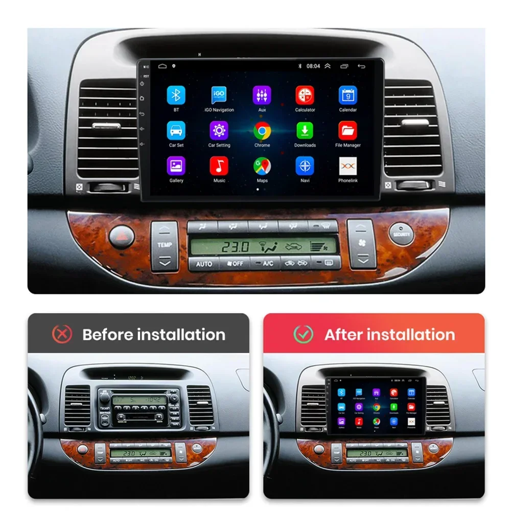 2din Car Android 13 Carplay For Toyota Camry 2002 2003 2004 2005 2006 Video Radio Bluetooth Multimedia Player GPS Carplay DSP