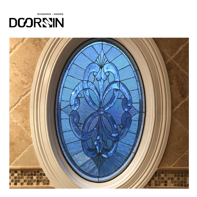 Doorwin-ventanas de vidrio biseladas personalizadas, manivela de madera revestida de aluminio, ventanas abatibles de vidrio grabadas abiertas, directo de fábrica