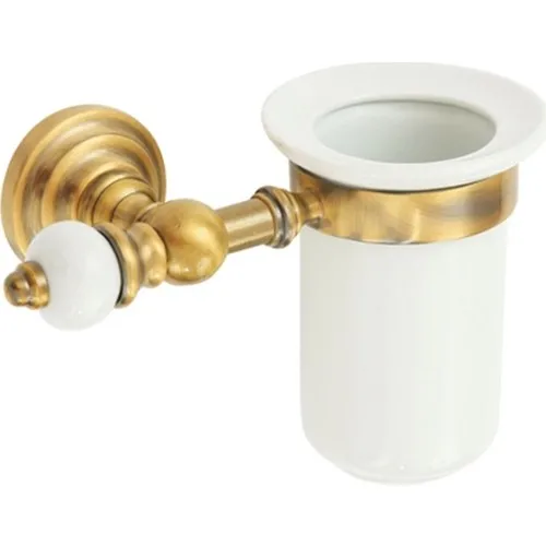 Eleanor Tumbled Antique Assembled Brass-Porcelain Tooth Brush Holder 8406