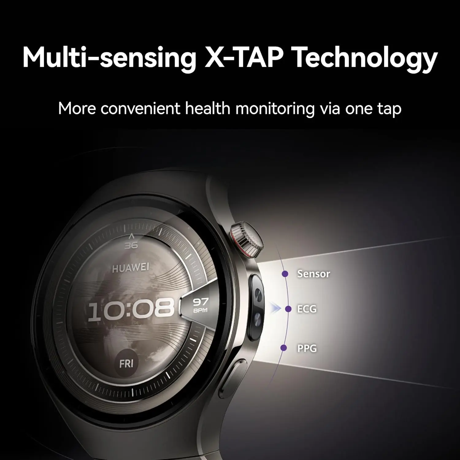 HUAWEI WATCH 5 ساعة هواوي 5، ساعة eSIM الذكية، X-TAP متعددة الاستشعار، Health MOT، ساعات الجري، الأكسجين في الدم في الوقت الحقيقي، iOS وAndroid