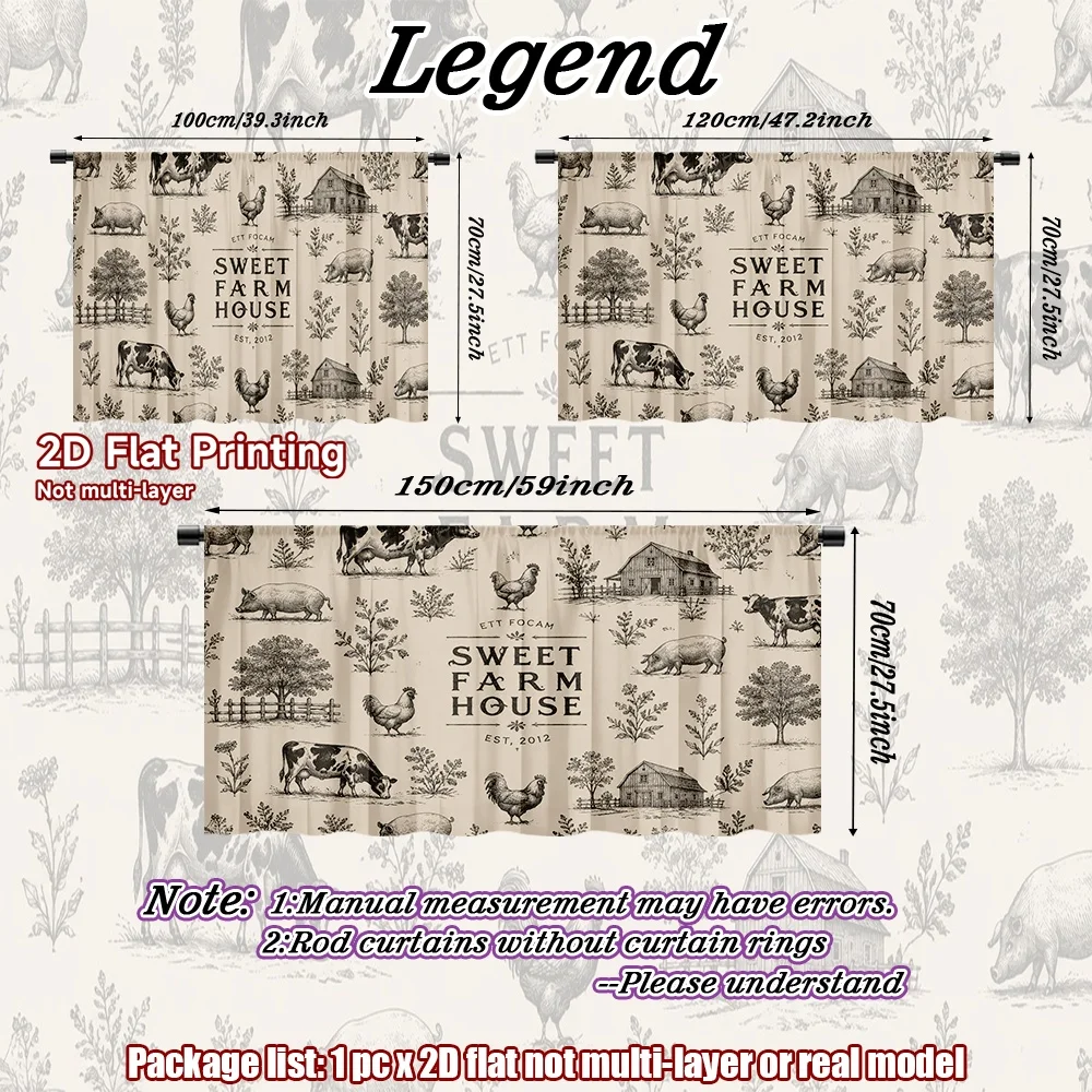 2D flat 1pc Retro country style shoe cabinet curtains Rustic Farm Animals Digital printing Storage shelves for study and living