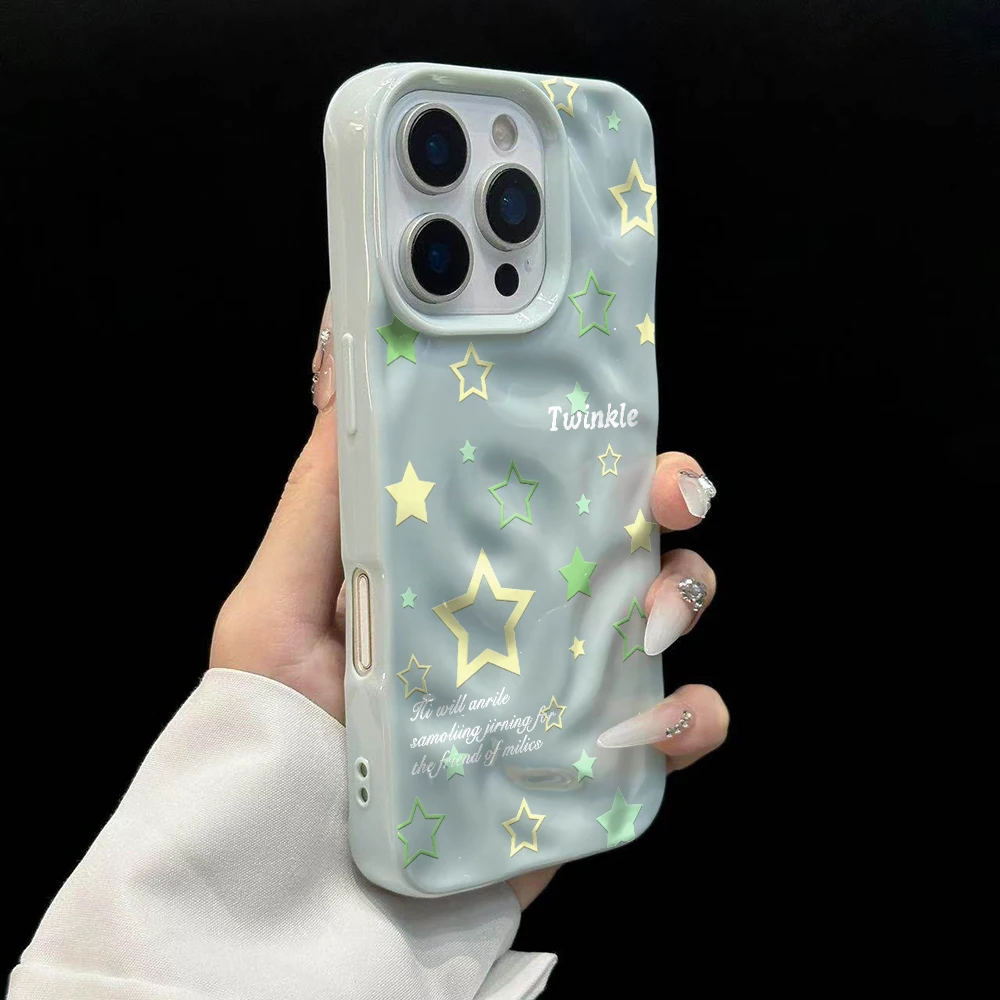 Koreanische Stars Mode Handyhülle für iPhone 17 16 15 14 13 12 11 Pro Max 14 Plus 17Air Falten-Wellen Weiche Silikon Anti-Sturz-Hülle – Detail 10