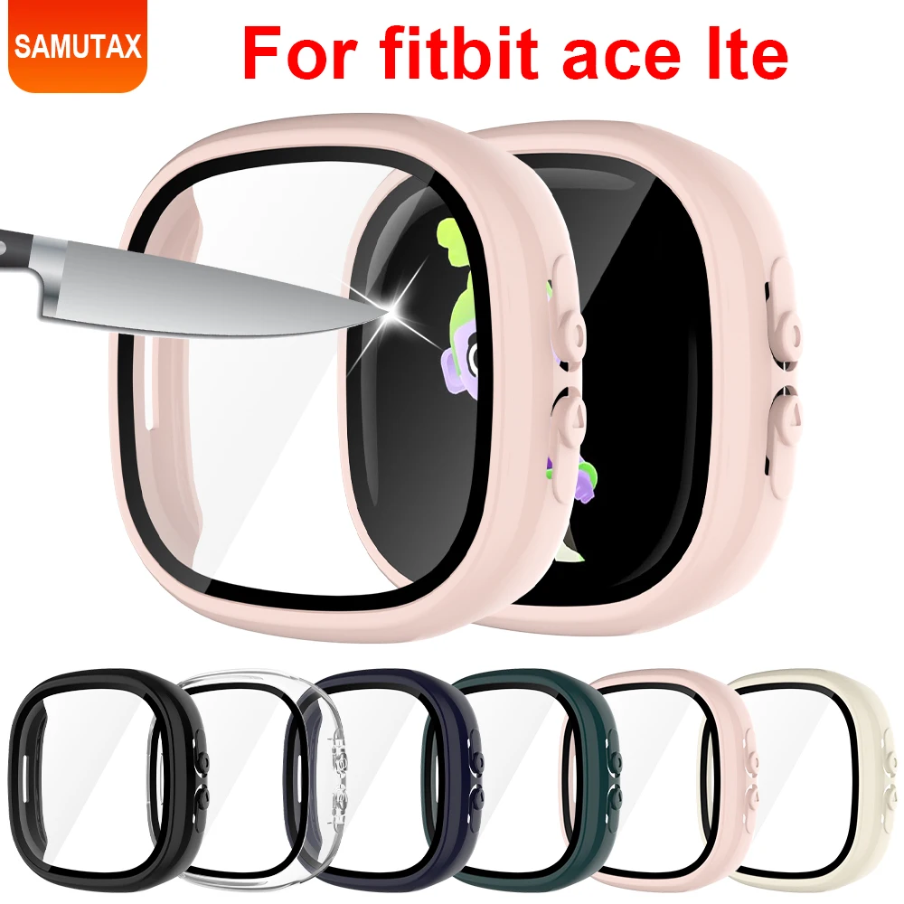 Capa para PC e Vidro para Fitbit Ace LTE, Completo All-around, Filme Anti-risco, Capa Protetora Bumper, Acessórios Google