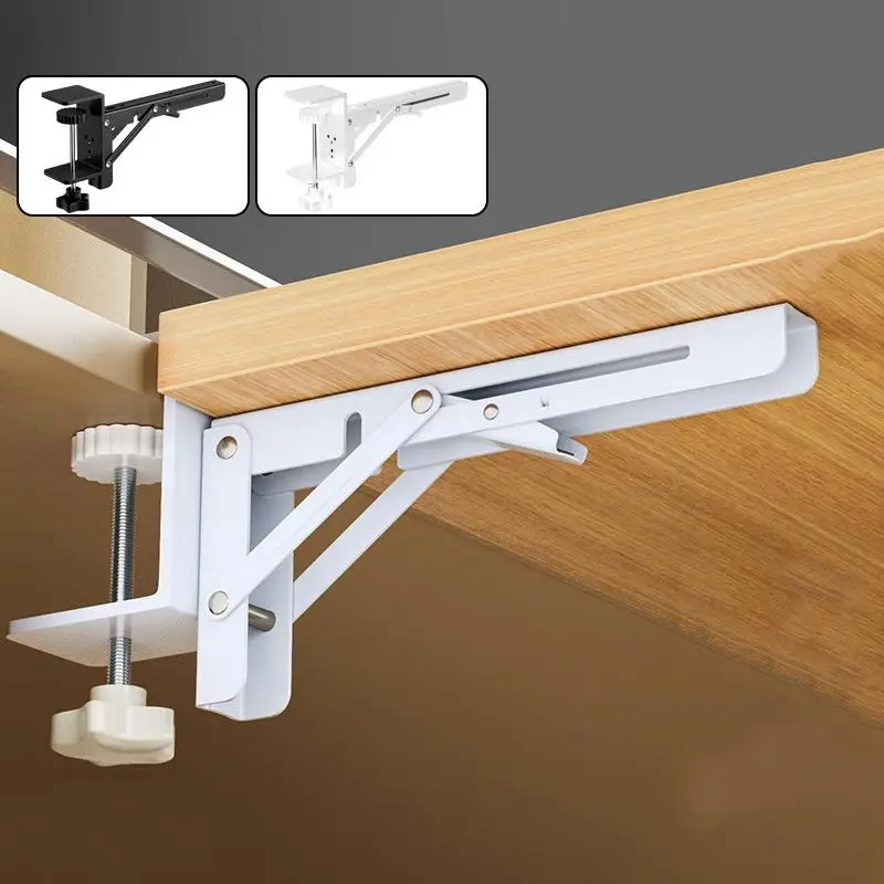 Space Saving Foldable Desktop Bracket No Punch Heavy Duty Extension Shelf for Compact Home Office Desks