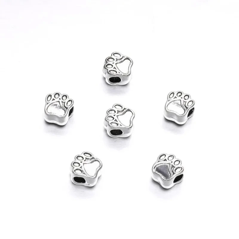 10 Pcs/Lot Animal Dog Paw Prints Bear Paw Charms Beads Fit Bracelets & Bangle Diy Large Beads for Jewelry Making