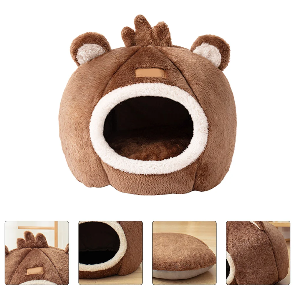 

1pc Warm Dog Cat Nest Washable Semi-Enclosed Pet Bed For Small Dogs Cats Sleeping Hut Winter House Pet Supply Cat Cave Bed