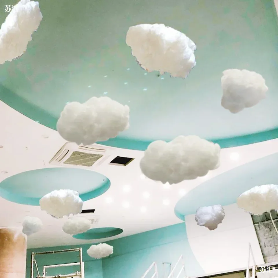 Künstliche weiße Baumwolle Wolke Hochzeiten Geburtstag Party Hintergrund Dekoration Requisiten Zimmer DIY hängende Ornamente Simulation 3D Wolke – Detail 8