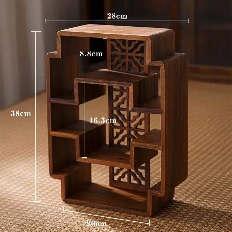 Walnut Tea Display - Vintage Wooden Shelf for Cup & Set Collection