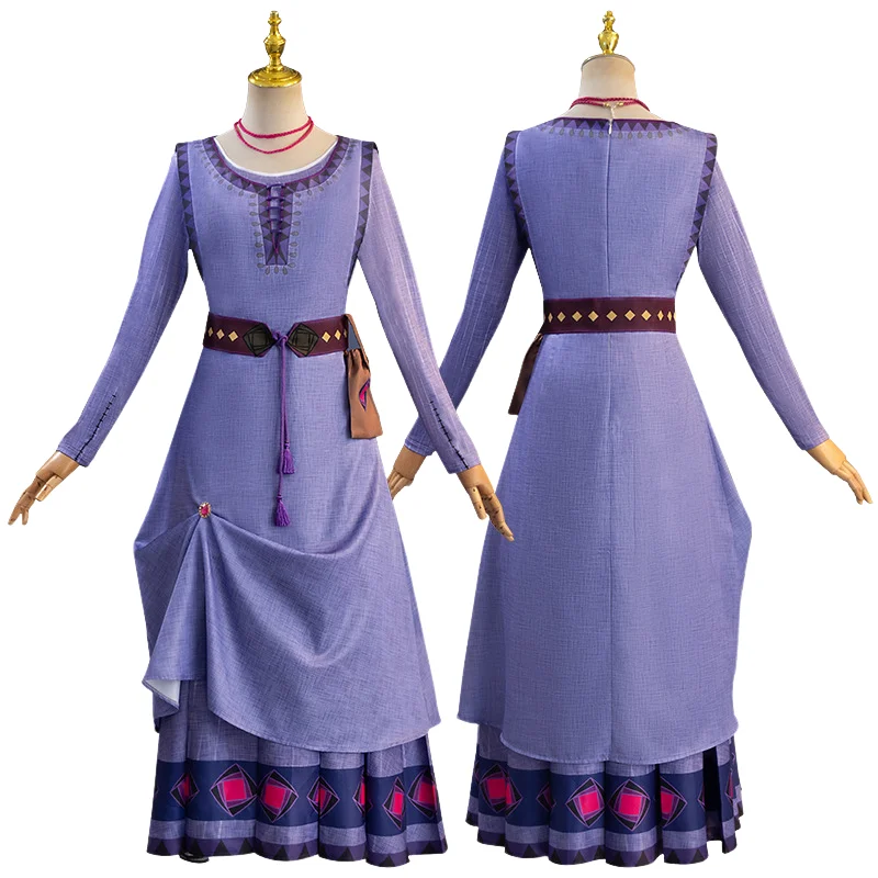 Wish Asha-Robe de princesse violette avec perruque pour femme, robes cosplay pour fille, accessoires de costume pour Noël et fête d'anniversaire, robe de soirée, 2023