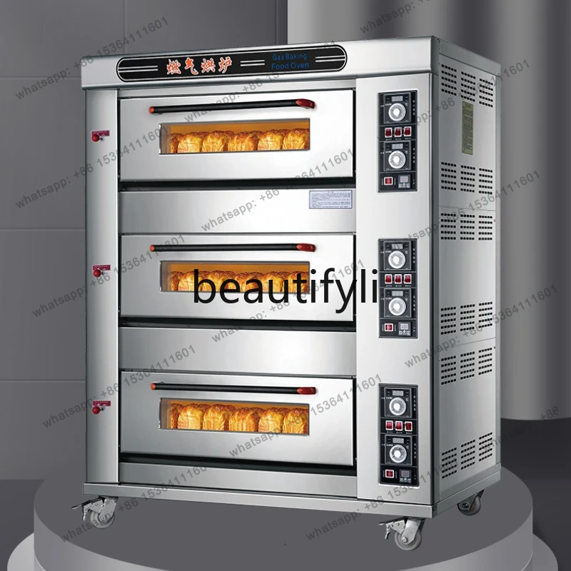 Large Gas Oven Three-Layer Large Capacity Mooncake Pizza Cake Bakery Commercial Oven