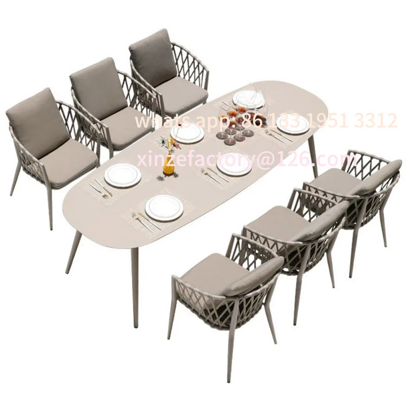 

Customizable Nordic outdoor table and chair courtyard outdoor leisure rattan chair combination villa garden terrace braided ratt