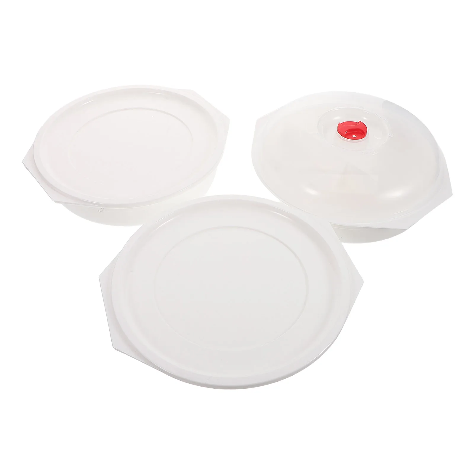 

3pcs Microwave Bowl With Lid Round Divided Lunch Container Multilayer Food Steamer For Office Prep Soup Bao Dumpling