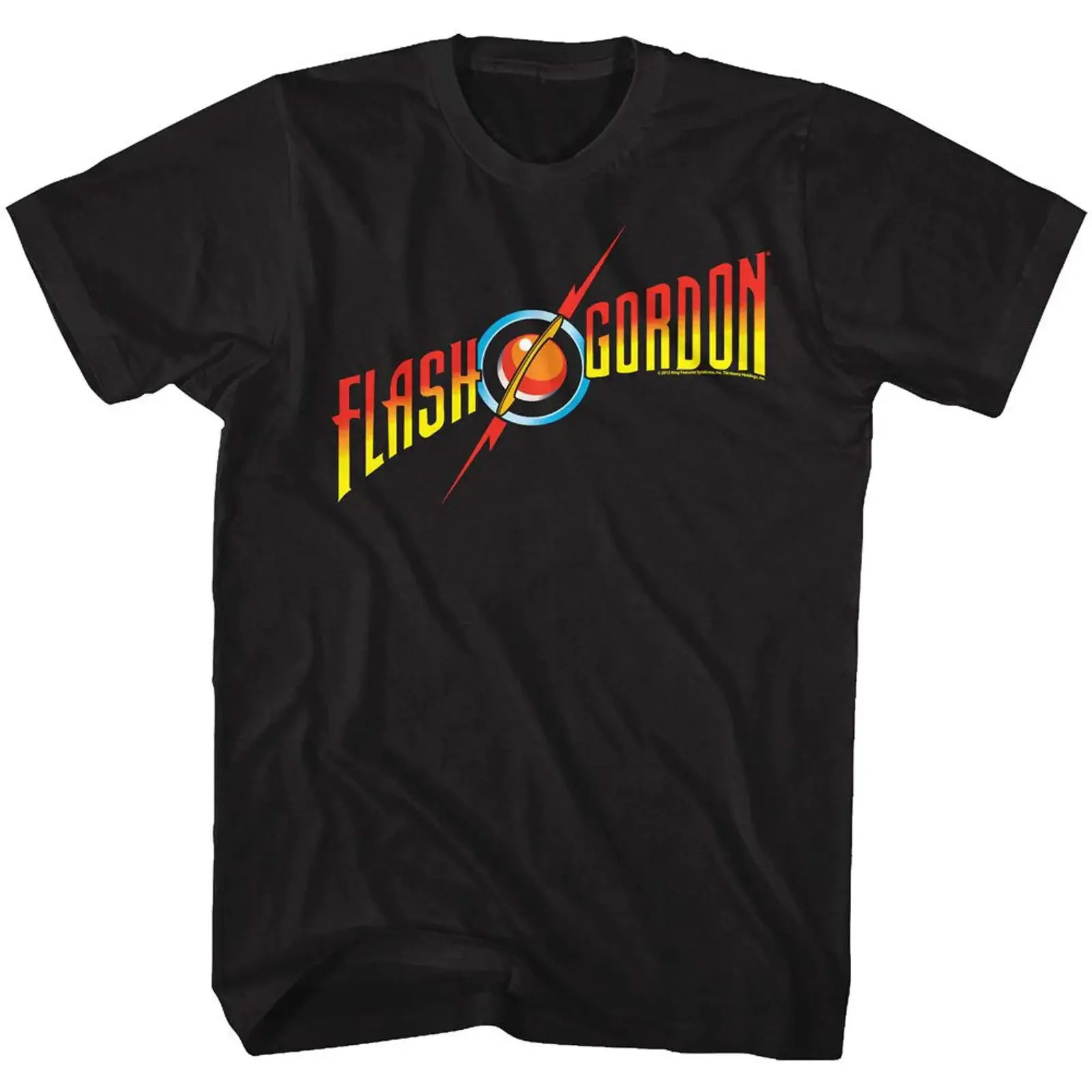 A E Designs Flash Gordon T Shirt Logo Black vintage Washed streetwear Unisex Stretched Slightly graphic Comfortable Casual
