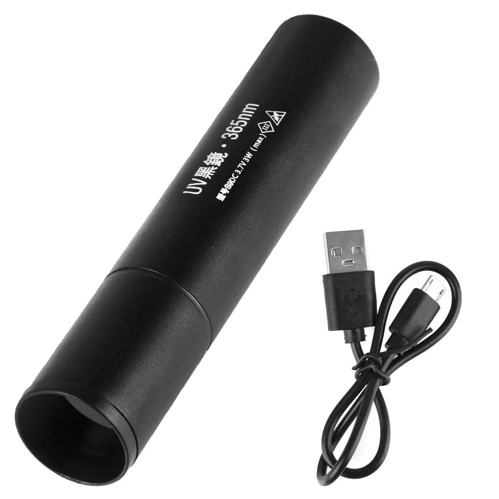 365nm ไฟฉายอัลตร้าไวโอเลต SV57 3W ไฟฉาย UV สำหรับสัตว์เลี้ยงที่ชาร์จ USB ในปัสสาวะสำหรับแมวหลอดตรวจแร่แมงป่องสีดำ