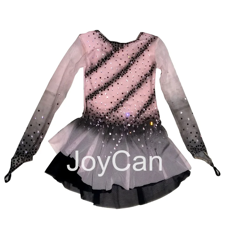 JoyCan Ice Figure  Skating  Dress Girls Spandex Stretchy Mesh Competition Dance Wear Customized