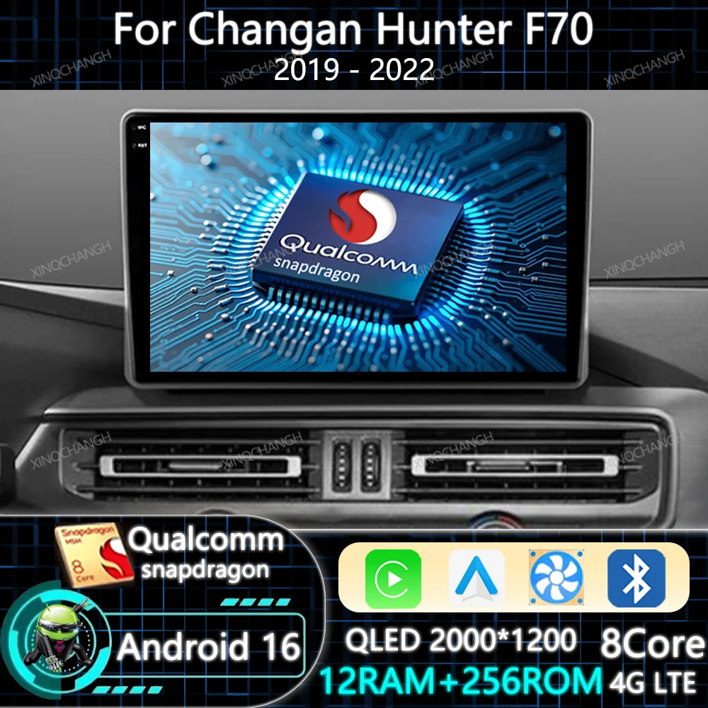 Android 16 Car Radio Carplay Auto For Changan Hunter F70 2019 - 2022 Head Unit QLED Multimedia Video Player 4G WIFI GPS BT 2DIN