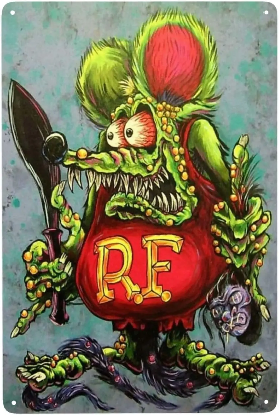 Komik Rat Fink # 3, Ed Roth, Ayah Besar, Ayah Roth, Tanda Reproduksi Tampilan Antik Tanda Timah Logam Tanda Garasi Mobil