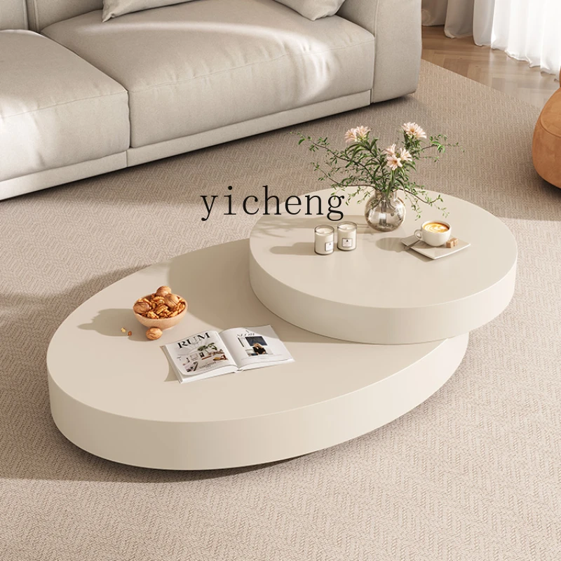 

French Cream Style Rotating Tea Table Modern Minimalist Retro Chic Silent Style Tea Table