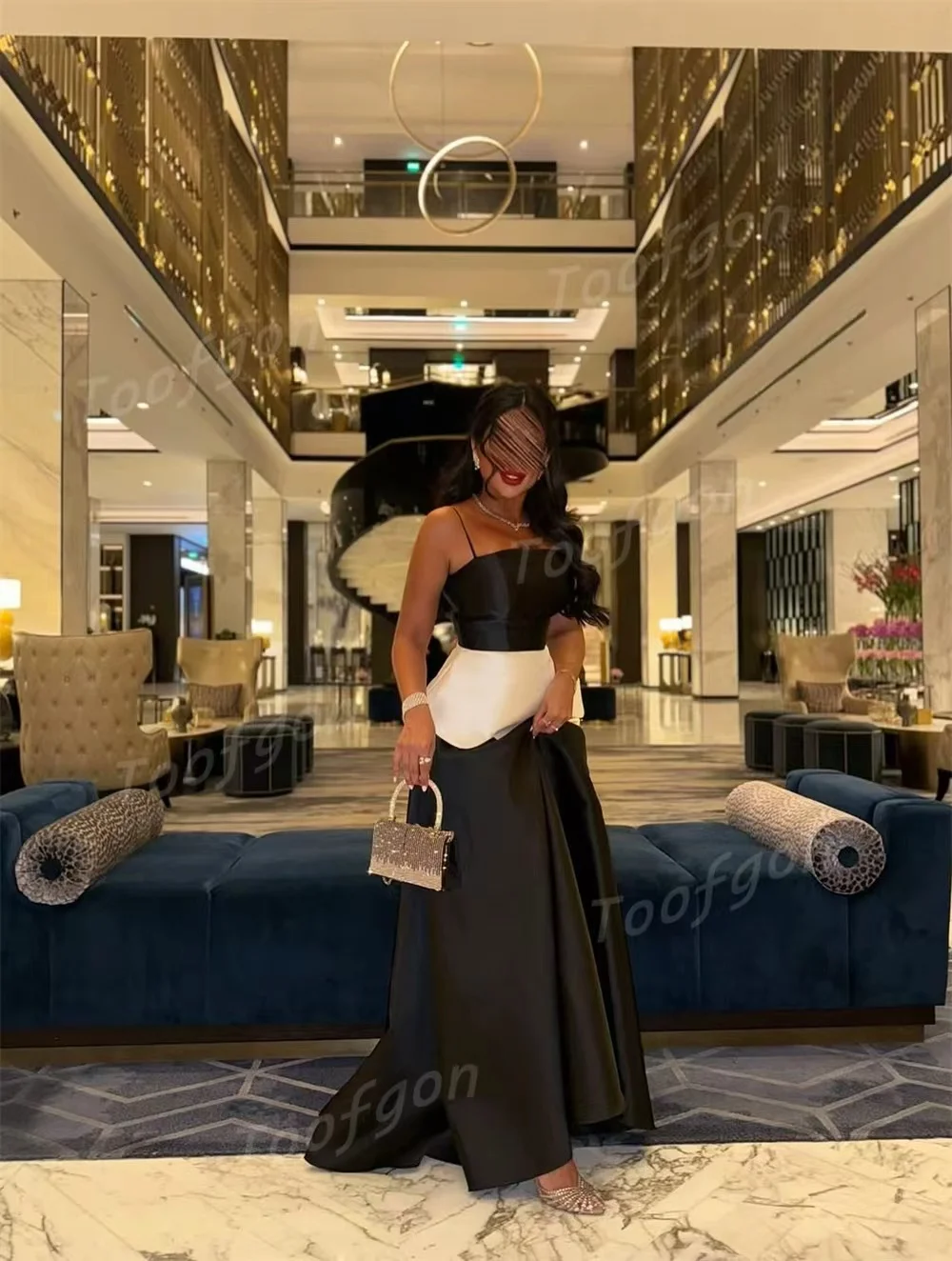 Toofgon preto marfim cetim personalizado festa de noite vestidos de baile árabe saudita ocasião especial vestidos 2026 longo vestido de dama de honra