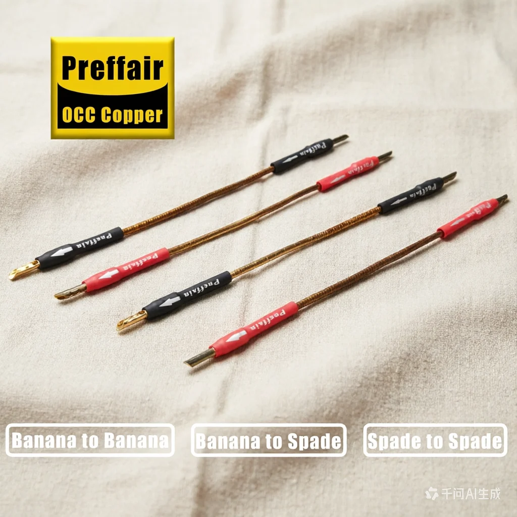 Preffair 15/20cm Speaker Splitter Wires with Banana & Y Spade Connectors 4-Piece Gold Jumper Cables D526