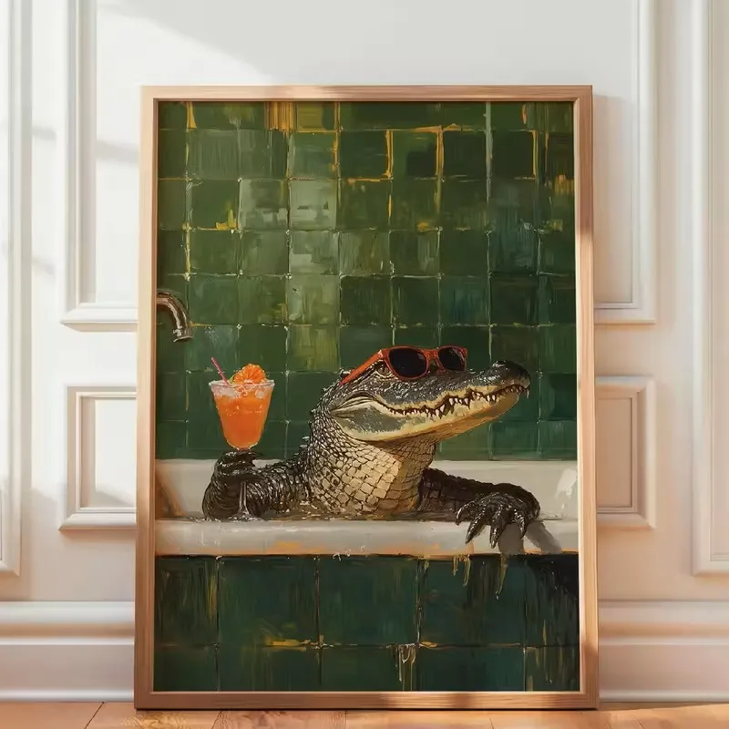 

The Retro Abstract Crocodile Poster Canvas Wall Decoration Art Suitable Home Decor Living Rooms, Kitchens, Offices and Bathrooms