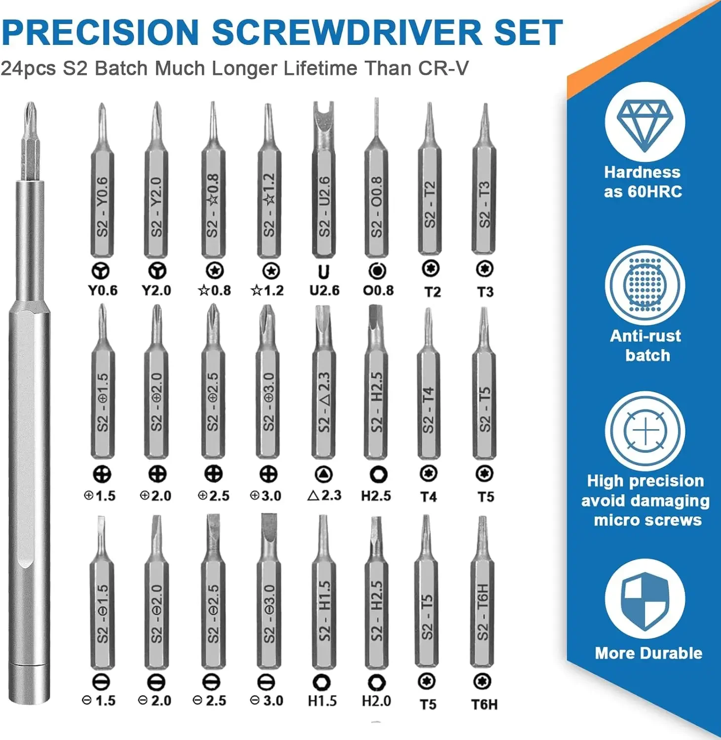 24 in 1 Premium Precision Screwdriver Set  Small Screwdriver Set with Phillips Head & Flathead Magnetic Mini Screwdrivers Kit