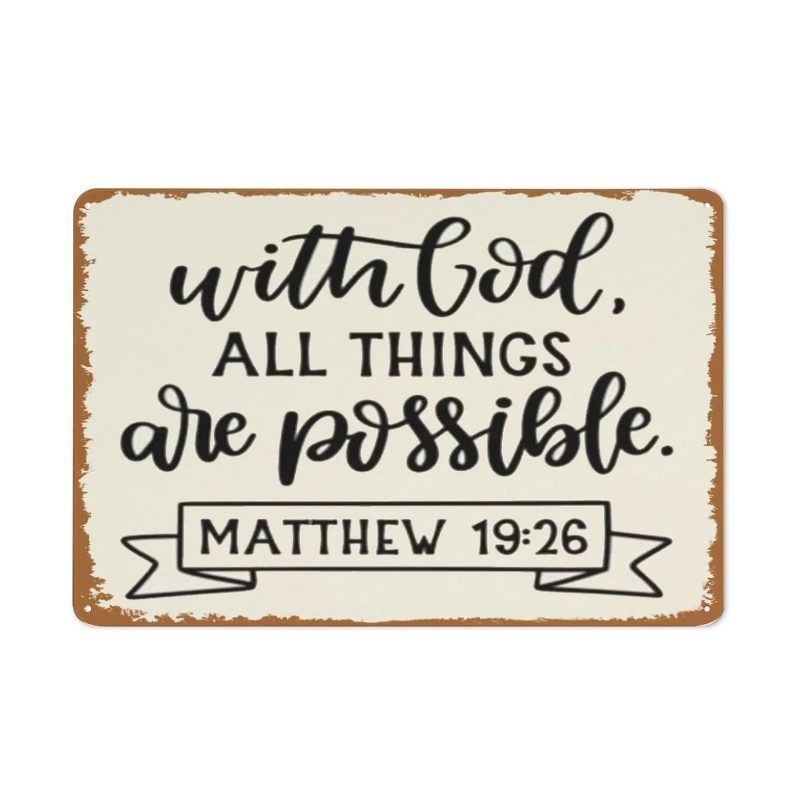 With God All Things Are Possible,Inspirational Quote,Bible Verse Sign,Scripture Sign,Matthew 19：26,Spiritual Gift,Farmhouse Deco