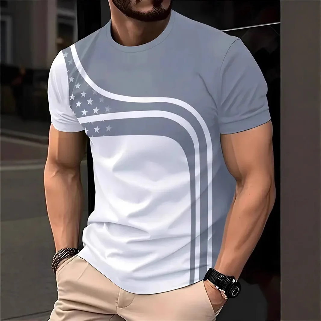 

2025 Casual Men's 3D T-Shirts Spring Clothing Ombre Shirts Oversized Short Sleeve Tops Boys Tees 3XL Vintage For Mens T-Shirts