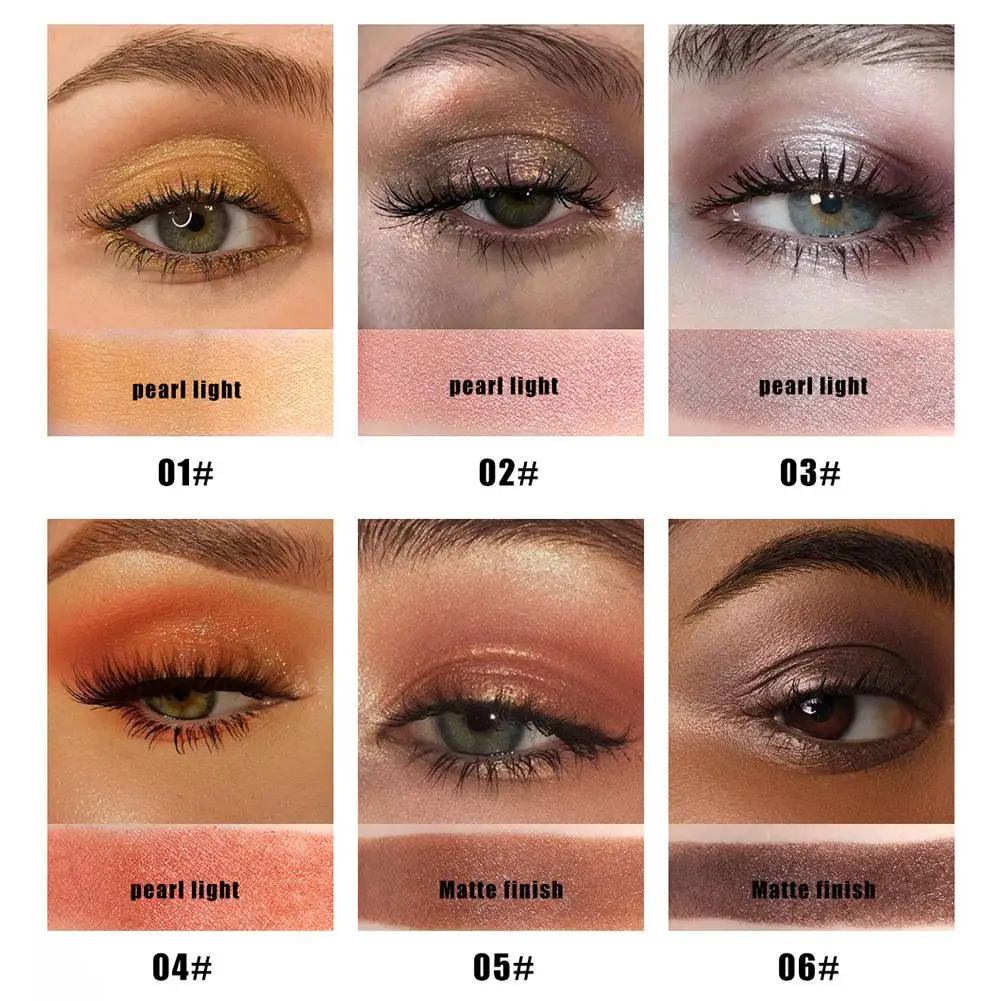 Sombra impermeável vara, diamante Shimmer Highlighter, 6 cores duradouras pigmentadas longas, caneta lápis, sombra ultra creme, X1q0