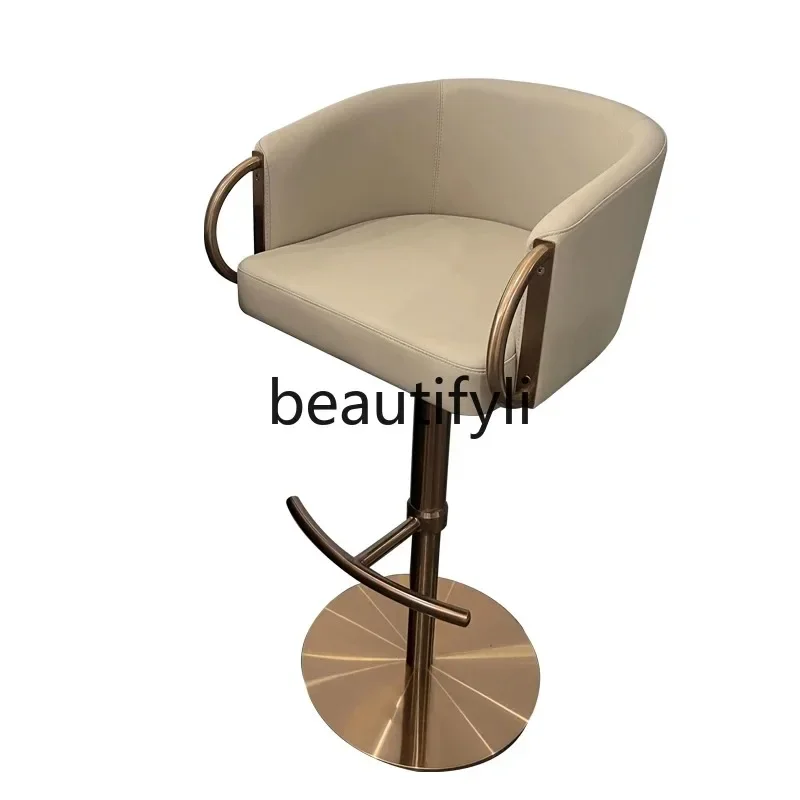 Simple light luxury household rotating lift bar chair minimalist backrest island bar stool